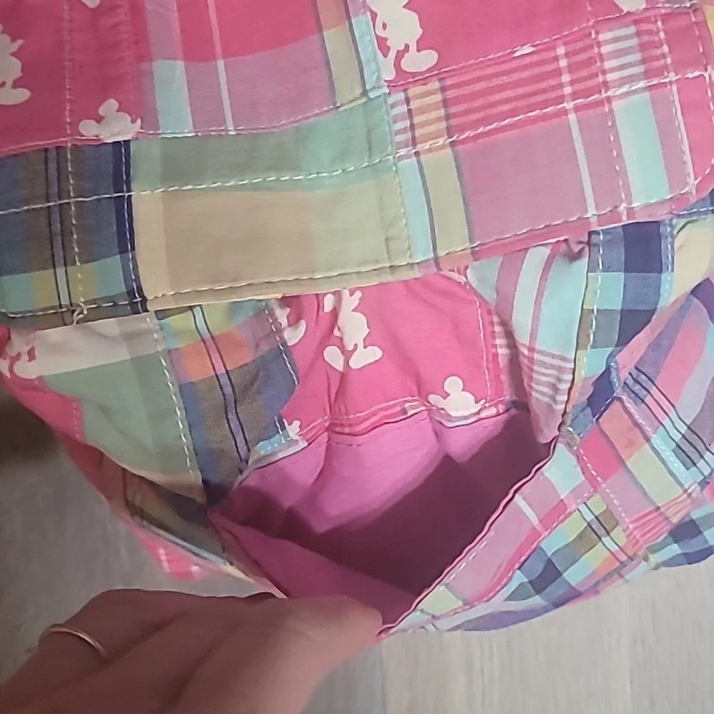 Disney Store Madras Patchwork Mickey Mouse Backpack Purse - Authentic
